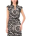 Vince Camuto Printed Flutter Sleeve Top In Animal Print