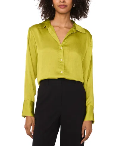 Vince Camuto Women's Split-neck Button Long-sleeve Blouse In Green Oasis