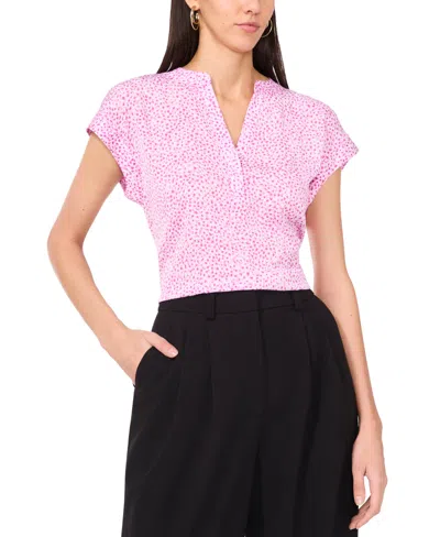 Vince Camuto Women's Split-neck Cap-sleeve Top In Violet Blush