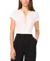VINCE CAMUTO WOMEN'S SPLIT-NECK CONTRAST-TRIM CAP-SLEEVE TOP