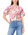 Vince Camuto Women's Split-neck Floral-print Top In Pink
