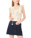 Vince Camuto Split Neck Flutter Sleeve Blouse In Pink