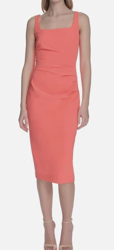 Vince Camuto Women's Square Neck Bodycon Dress In Coral In Pink