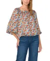 Vince Camuto Square Neck Bubble Blouse In Multi