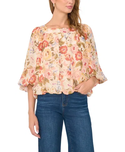 Vince Camuto Women's Square Neck Bubble Blouse In Multi