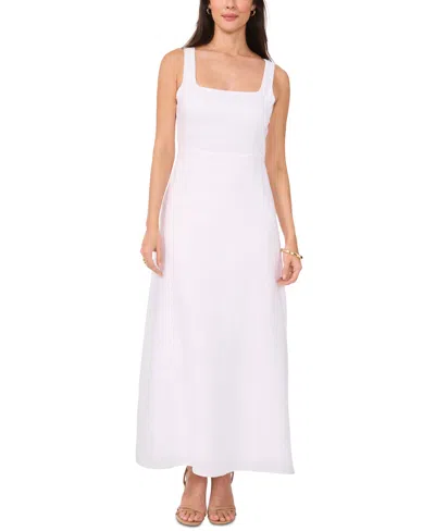 Vince Camuto Women's Square-neck Linen-blend Maxi Dress In Ultra White