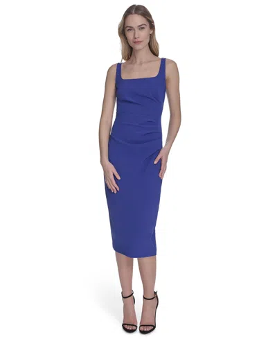 Vince Camuto Women's Square-neck Midi Bodycon Dress In Blue