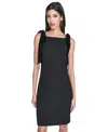 Vince Camuto Velvet Bow Stretch Crepe Dress In Black