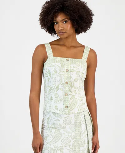 Vince Camuto Women's Square-neck Button-down Top In Multi