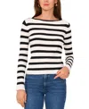 Vince Camuto Stripe Boatneck Sweater In New Ivory