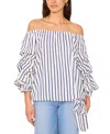 Vince Camuto Stripe Off The Shoulder Linen Blend Bubble Sleeve Top