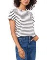 Vince Camuto Clear Sequin Stripe Cotton Blend Top In Rich Black