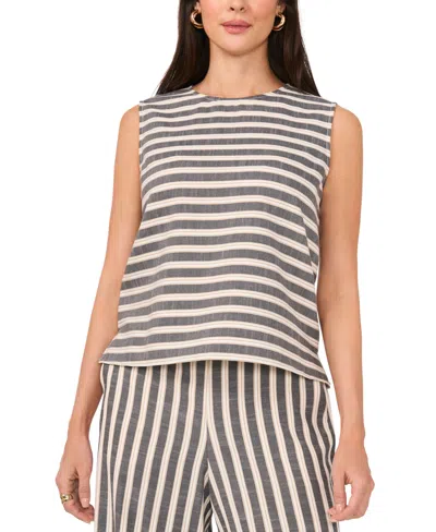 Vince Camuto Women's Striped Sleeveless Round-neck Top In New Ivory