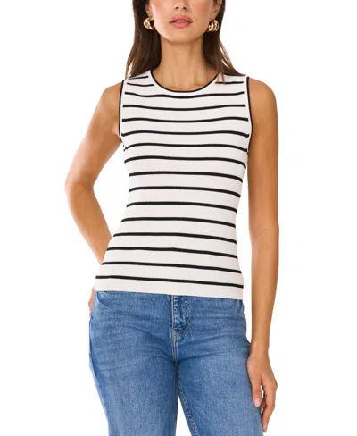 Vince Camuto Women's Striped Sleeveless Sweater In Antique White