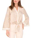 Vince Camuto Striped Button Front Shirt In Almond