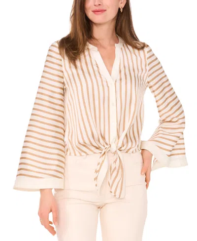 VINCE CAMUTO WOMEN'S STRIPED TIE-FRONT TOP