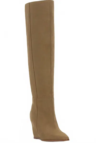 VINCE CAMUTO WOMEN'S SUEDE LEATHER WEDGE TALL BOOTS IN TAN