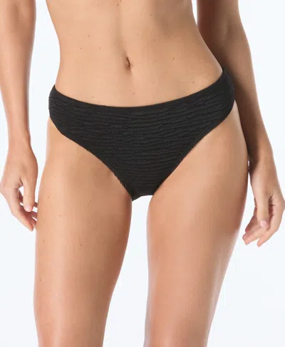 Vince Camuto Women's Textured High-cut Bikini Bottoms In Black