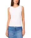 Vince Camuto Jacquard Cotton Blend Keyhole Tank In Ultra White
