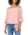 Vince Camuto Off The Shoulder Marie Sleeve Shirt In Heavenly Pink