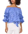Vince Camuto Jacquard Off The Shoulder Bubble Sleeve Top In Serene Sky