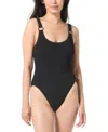 Vince Camuto Scoop Neck Ring One Piece Swimsuit In Black