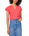 Vince Camuto Women's Textured Split-neck Cap Sleeve Top In Cayenne