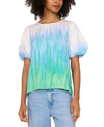 Vince Camuto Women's Tie-dye Puff-sleeve Top In Mint