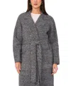 Vince Camuto Notched Lapel Tie Waist Cardigan In Medium Heather Grey