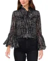 Vince Camuto Geo Print Flare Sleeve Button-up Shirt In Rich Black