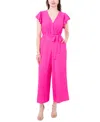 Vince Camuto Women's Tie-waist Flutter-sleeve V-neck Jumpsuit In Fiercely Fuschia