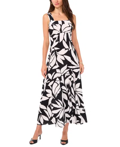Vince Camuto Women's Tiered Printed Maxi Dress In Rich Black