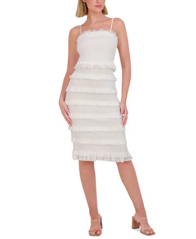 Vince Camuto Women's Tiered Ruffle-trim Bodycon Dress In Ivory