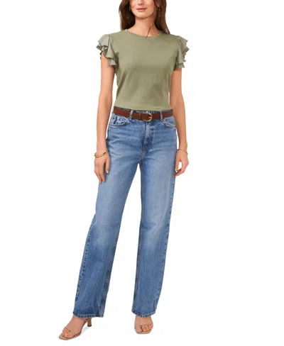 Vince Camuto Women's Tiered Ruffled-sleeve T-shirt In Olive Mist