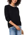 Vince Camuto Women's Tipped Crewneck Sweater In Black
