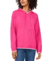 Shop Vince Camuto Women's Tipped-trim Pullover Hoodie Sweater In Paradox