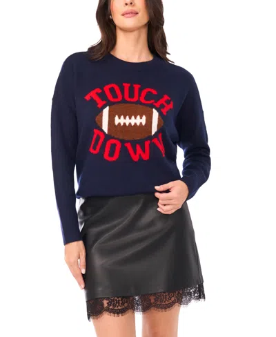 Vince Camuto Women's Touch Down Printed Sweater In Blue