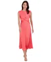 Vince Camuto Women's Twist-front Extended-cap-sleeve Dress In Flamingo