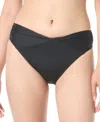 Vince Camuto Women's Twist-waist Mid-rise Bikini Bottoms In Black