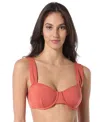 Vince Camuto Scuba Knit Underwire Bra Top In Burnt Orange