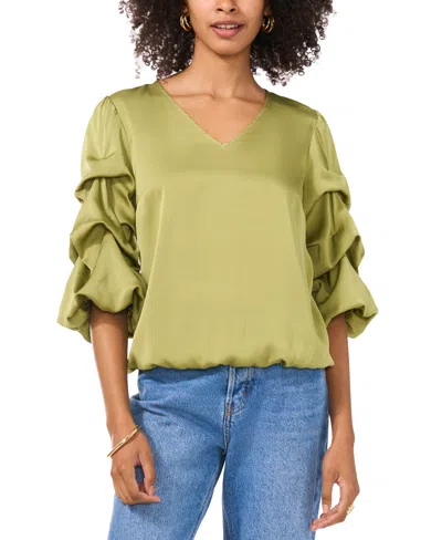 Vince Camuto Women's V-neck Bubble-sleeve Top In Vine Green