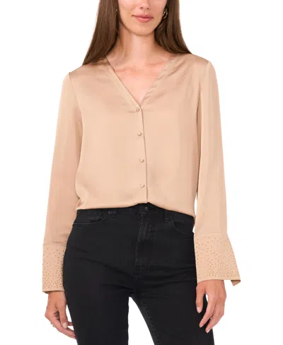 Vince Camuto Women's V-neck Button-front Top In Nomad