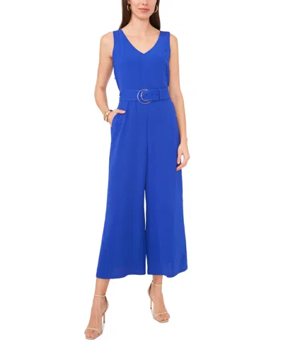 Vince Camuto Women's V-neck Cropped Wide-leg Jumpsuit In Sapphire Sky