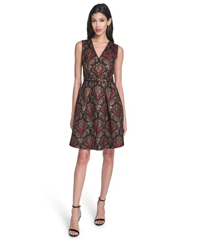 Vince Camuto Women's V-neck Fit And Flare Dress In Animal Print