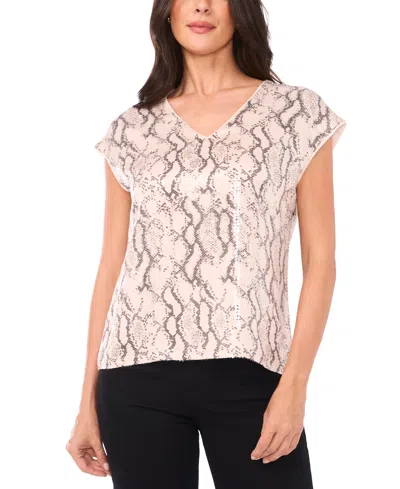 Vince Camuto Women's V-neck Floral Sequin Top In Brown