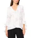 Vince Camuto Ruffle Sleeve Print High-low Top In New Ivory