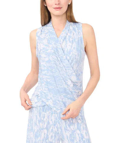 Vince Camuto Women's V-neck Front Crossover Wrap Tank Top In Blue