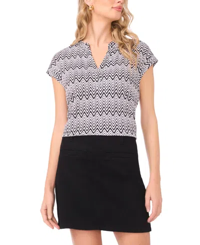 Vince Camuto Women's V-neck Front Placket Short-sleeve Blouse In Black