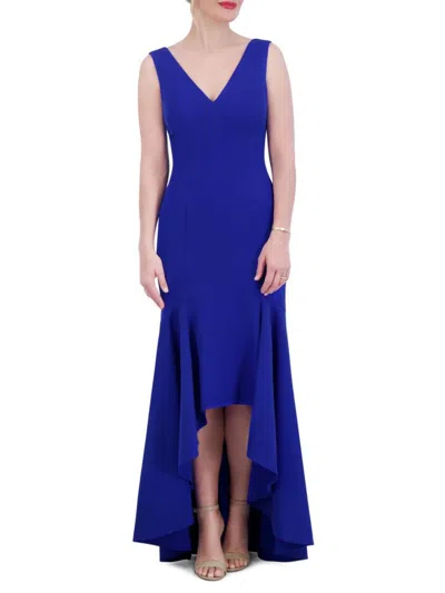 Vince Camuto Women's V Neck High Low Gown In Cobalt