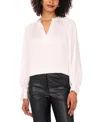 Vince Camuto Textured Satin Top In White